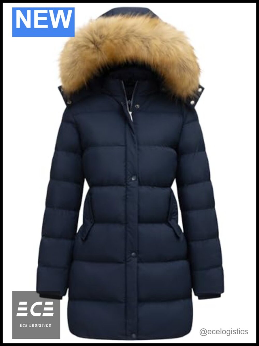 Women's Winter Puffer Coat Removable Faux Fur Hood Warm Snow Jacket
